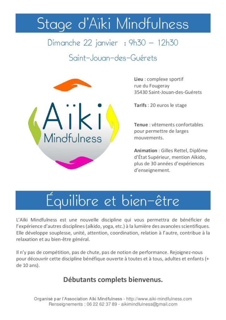 Stage aiki mindfulness 22 janvier 2017